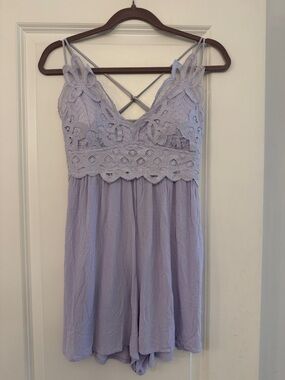 Lace-Trim Lavender Romper - Women’s Intimates & Sleepwear